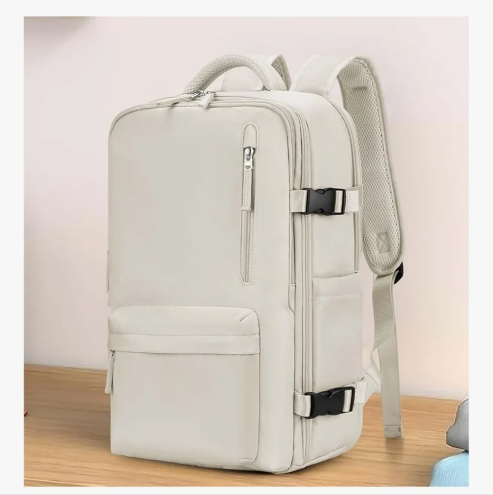 Cream Travel Backpack - Picture 1 of 14